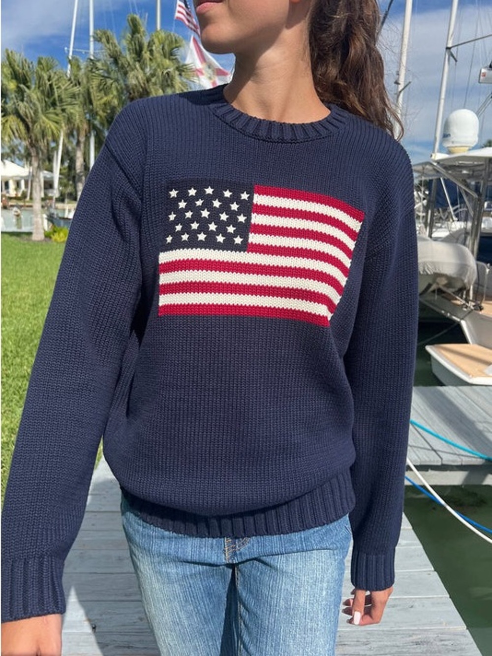 BNWOT Brandy Melville Nico American Flag Sweater in Navy